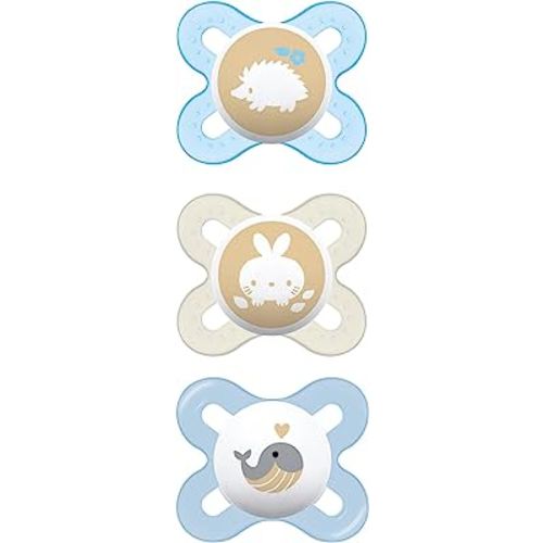 MAM Start Newborn Girl Pacifiers, Best for Breastfed Babies, Blue,3 Count (Pack of 1)