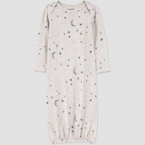 Carter's Just One You® Baby Comfy Soft Celestial Gown - Gray Newborn: Snug Fit, Long Sleeve, Jersey