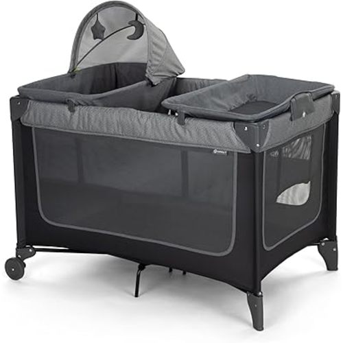 Safety 1st 4-in-1 Portable Play Yard with Bassinet, Napper, and Removable Changer, Gray
