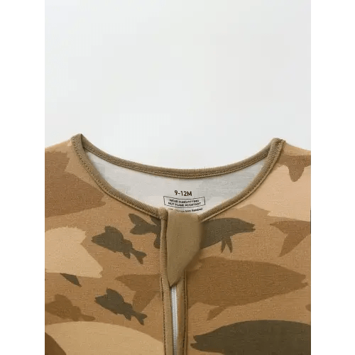 cozy bamboo fiber long sleeve onesie boys girls camo fish - Temu