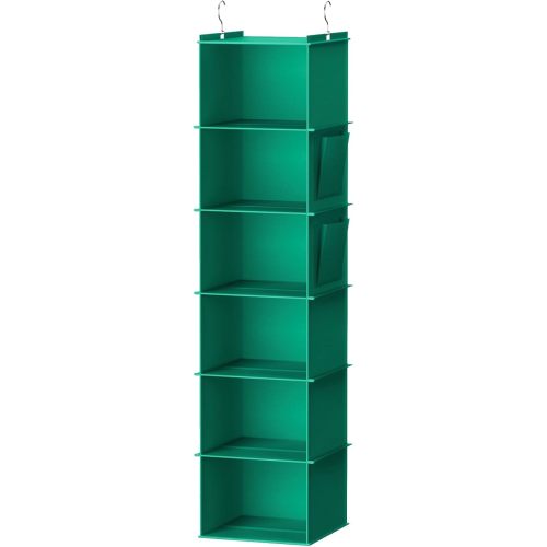 Hanging Closet Organizer and Storage, 6-Shelf Closet Hanging Storage Shelves, Black Green