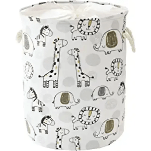 INough Extra Large Baby Hamper for Nursery, Waterproof Laundry Basket Canvas Baby Clothes Hamper Storage Basket Nursery Hamper Foldable Toy Basket Animal Hamper with Drawstring (Giraffe)