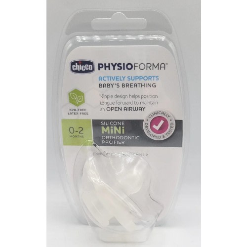 Chicco PhysioForma Silicone Mini Orthodontic Pacifier 0-2 Months Open Airway NEW