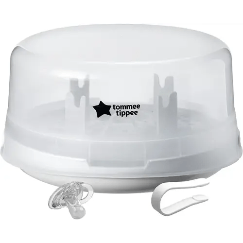 Tommee Tippee Microsteri Microwave Steam Sterilizer for Baby Bottles and Accessories, Kills Viruses* and 99.9% of Bacteria, 4-Minute Sterilization Cycle