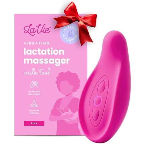 LaVie Lactation Massager for Breastfeeding, Nursing, Pumping, Better Milk Flow, Reduced Discomfort (Pink)