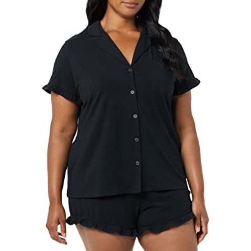 Women's Cotton Modal Piped Notch Collar Pajama Set, Size Small