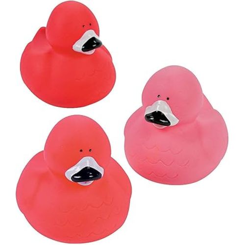 Fun Express Vinyl Flamingo Rubber Duckies | 12 Count | Great for Seasonal Holiday Party Decor, Giveaways, Prizes, and Favors
