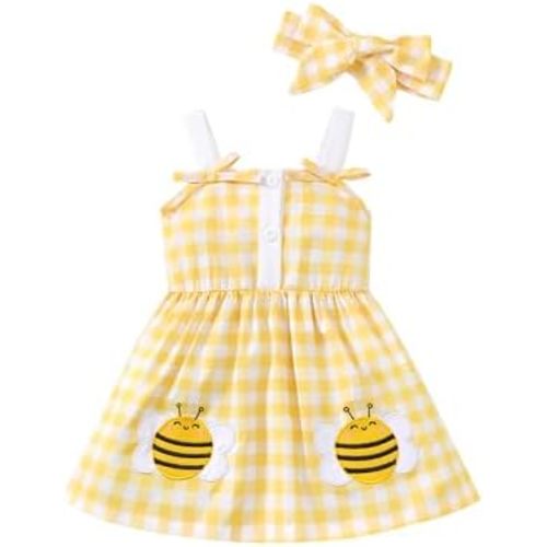Kucnuzki Baby Girl Clothes Toddler Clothes for Girl Plaid Sleeveless Dress Summer Casual Dresses Cute Kids Clothes