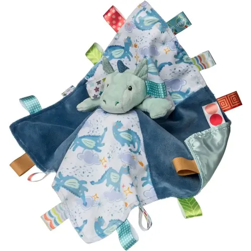 Taggies Stuffed Animal Lovey Security Blanket with Sensory Tags, 13 x 13-Inches, Drax Dragon
