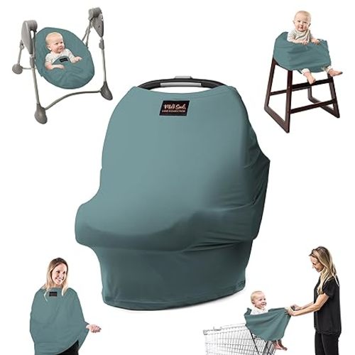Milk Snob Original 5-in-1 Luxe Cover in Jade - Added Privacy for Breastfeeding, Baby Car Seat, Carrier, Stroller, High Chair, Shopping Cart, Lounger Canopy, Newborn Essentials, Nursing Top