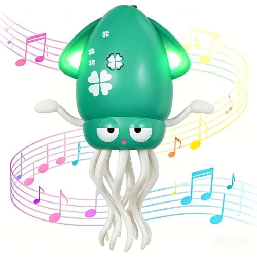 Dancing Octopus Baby Toy - Electric Crawling Octopus Tummy Time Toy - USB Rechargeable Dancing Musical Squid Toys with Lights, Birthday Gifts for 3 4 5 6 Year Old Boys Girls, Funny Desk Decor (Green)