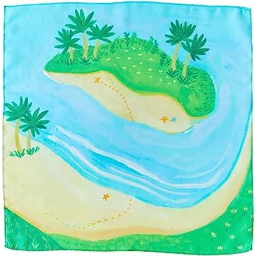 Sarah's Silks Mini Playsilk Playmap | Island | 21" x 21" Square Silk