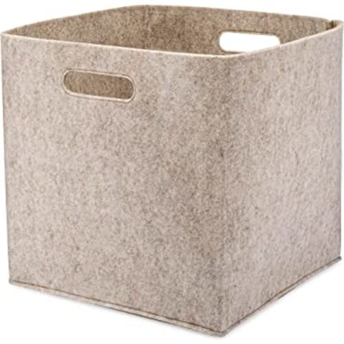 Parker Baby Felt Foldable Storage Cube Bin - 11 Inch Nursery Cubby Storage Bin Cubes for Cube Organizer, Closet Organizers and Storage Toy Bin, Rope Baskets Bins for Toy’s Storage - Oatmeal