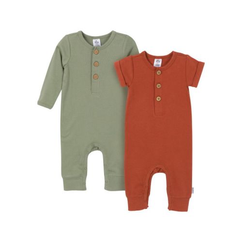 Gerber Baby Boys 2 Pack Long Leg Romper - Plaid - 3-6 Months