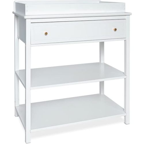 Milliard Nursery Dresser and Baby Changing Table with Storage & Removable Diaper Changing Top, White Modern Diaper Changing Station, Includes Spacious Drawer and Shelves, 18.5 x 35.5 x 40 inches