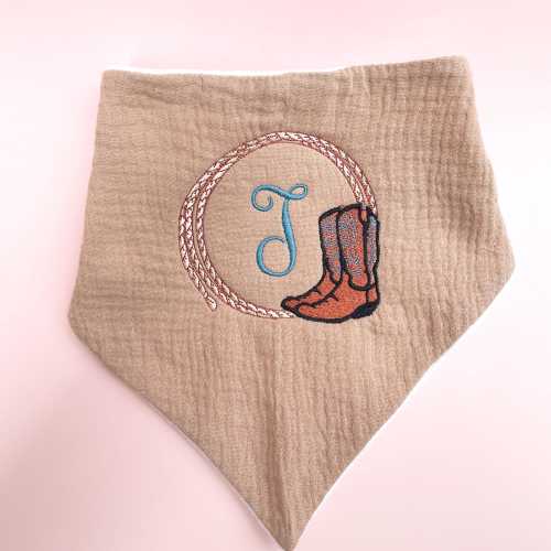 Western Embroidered Bandana Bib for New Baby Shower Gift Idea for Shower Boy Bib for Newborn Gift for First Birthday Custom Bib Milestone