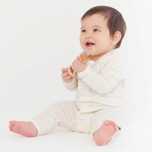 3-6M – Magnetic Me multi color stripe CloudStretch™ magnetic coverall