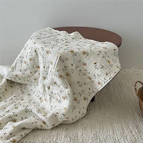 BuLuTu 4 Layers Sunflower Pattern Muslin Kids Blanket for Summer,Cotton Baby Crib Nursery Throw Blanket Cradle Thin Quilt for Boys,Girls,Toddler,Soft,Breathable, Lightweight,47x51 inches