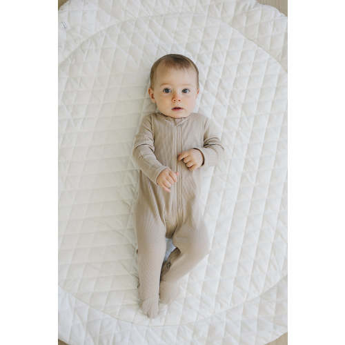 Oatmeal Organic Cotton Ribbed Zipper