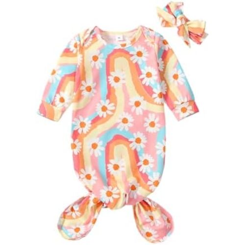 Infant Newborn Baby Girls Floral Sleep Gown Headband Sleepwear Romper Sleeping Bags Outfits