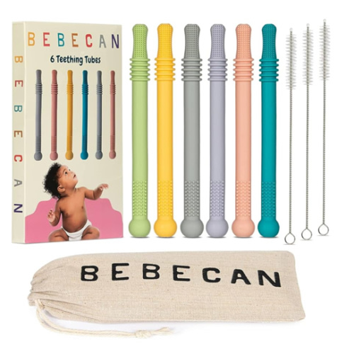 Teething Sticks for Babies 0-36 Months - Super Soft Silicone Teethers in 6 Vibrant Colors, Infant Teething Relief, Multicolored Teething Tubes Baby Gift Teethers