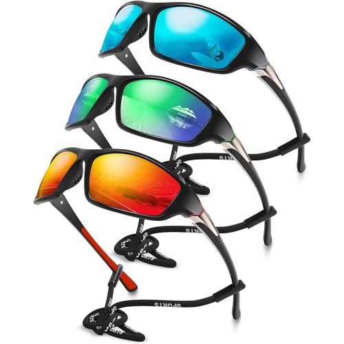 3 Pack Polarized Sports Sunglasses for Men, Mens Sunglasses Wrap Around UV Protection for Cycling Fishing Driving