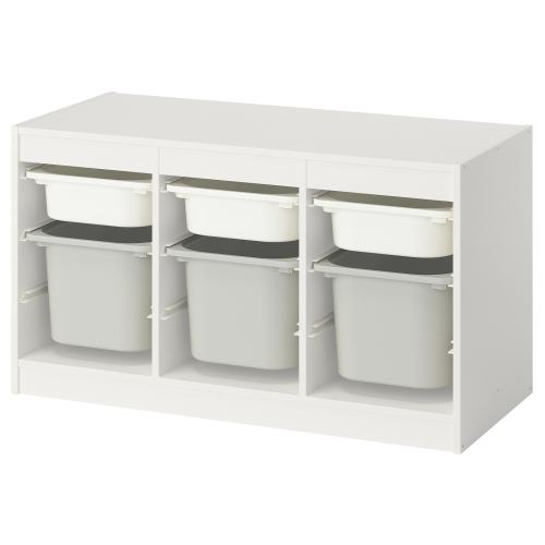 TROFAST Storage combination with boxes - white white/gray 39x17 3/8x22 "