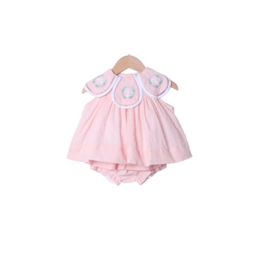 Crochet Cross Pink Swiss Dot Bloomer Set