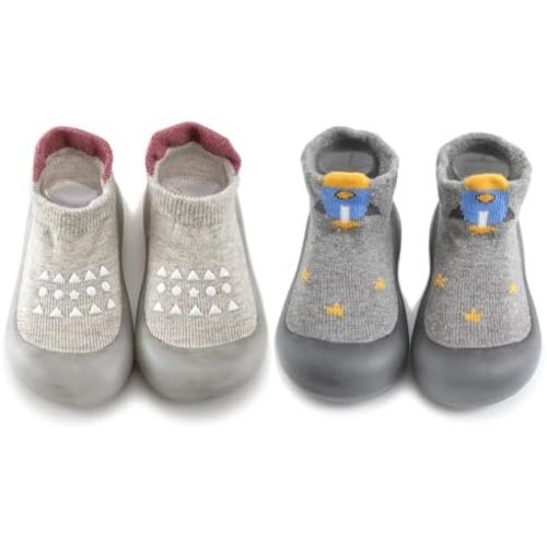 Baby Non Slip Socks Shoes Toddler Girls Boys First Walking Shoes Infant Indoor Floor Slipper Sneakers 2 Pairs