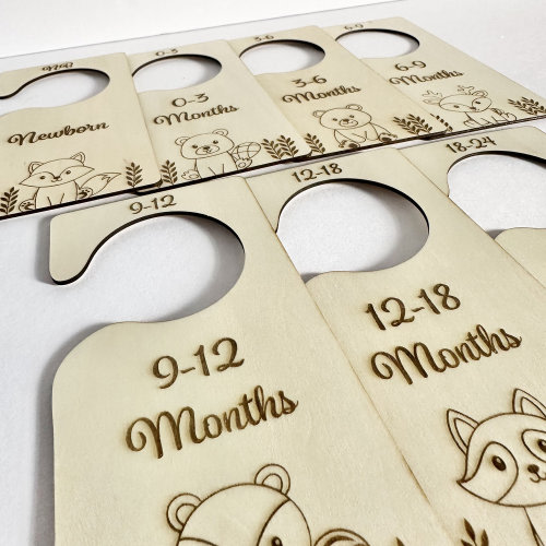Woodland Nursery Closet Organizer Baby Shower Forest Theme Wild Critter Clothing Animal Children Gift Kid Room Decor Wardrobe Divider Wooden