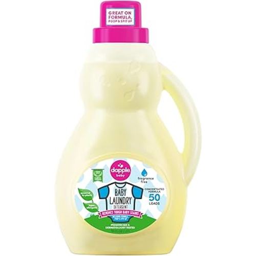 Baby Laundry Detergent by Dapple Baby, Concentrated & Hypoallergenic, Powered by Plants, Stain Removing Natural Ingredients, Fragrance Free, 50 Fl Oz (Pack of 1)