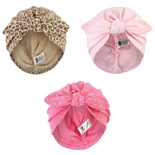 Hudson Baby Baby Girl Turban Cotton Headwraps, Leopard, One Size