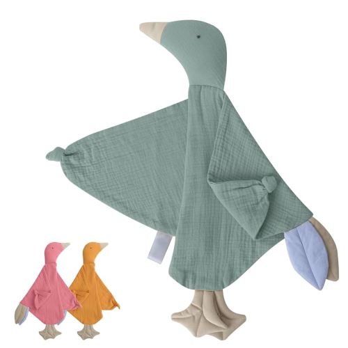 Muslin Cotton Goose Loveys Soft Breathable Newborn Security Blanket with Tags, for Baby Boy Girl, Neutral Muslin Fabric for Comfortable Sleep & Play, Ideal for Newborns, Toddlers