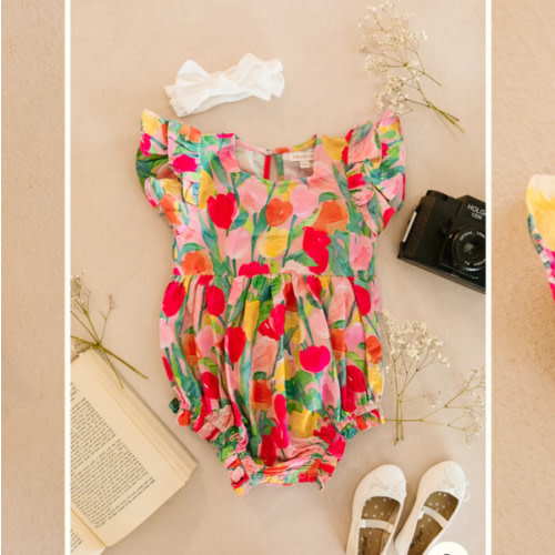 Baby Hattie Romper in Tulips