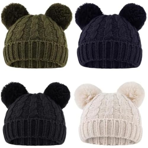 Yuoahcn Baby Girl Beanie Winter Baby Boy Hat with Pom pom Warm Infant Knitted Hats Toddler Kid Beanies