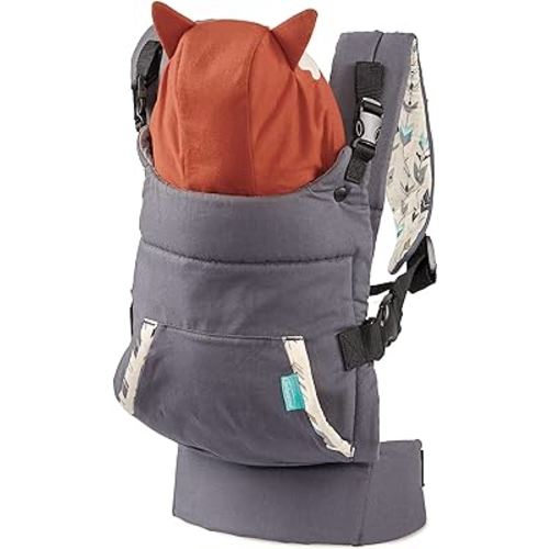 Infantino Cuddle Up Carrier - Ergonomic Fox-Themed face-in Front Carry and Back Carry with Removable Character Hood for Infants and Toddlers 12-40 lbs