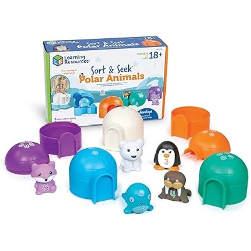 Learning Resources Sort & Seek Polar Animals - 15 Pieces, Age 18+ Months Toddler Learning Activities, Educational Toys, Educational Toy Set Color, Teaching Toys