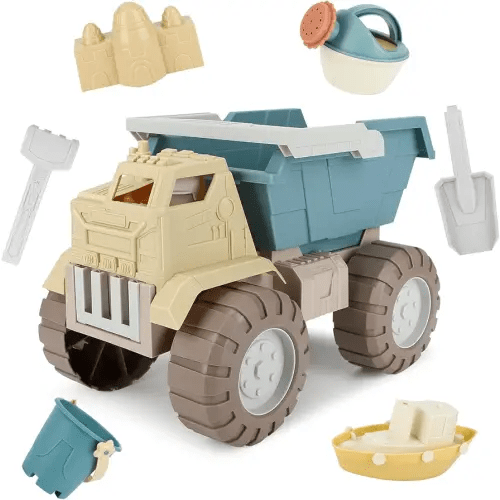 QLT Beach Toys for Toddlers - Kids Sand Toys Include Train Beach Dump Truck, Beach Bucket, Watering Bucket, Sand Shovel, Sand Rake, Little Boat, Sand Castle Toys - Sandbox Toys with Gift Box