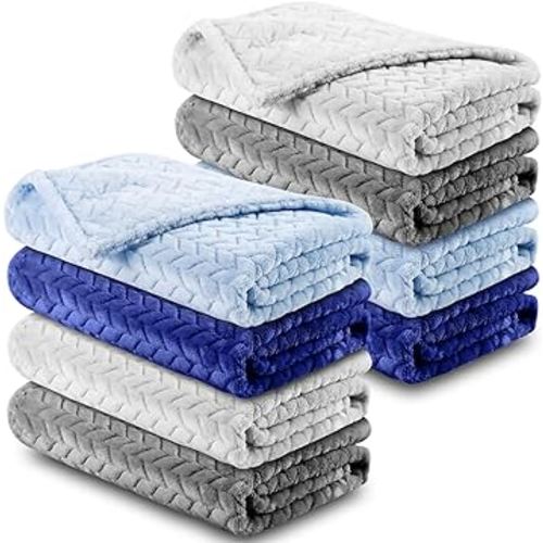 Chumia 8 Pcs Baby Blanket Fluffy Cozy Throw Blankets Fuzzy Baby Fleece Blankets Warm Baby Crib Blanket for Newborn Infant Toddler Nursery Stroller Swaddling Blankets, 24 x 32 in(Bright Color)
