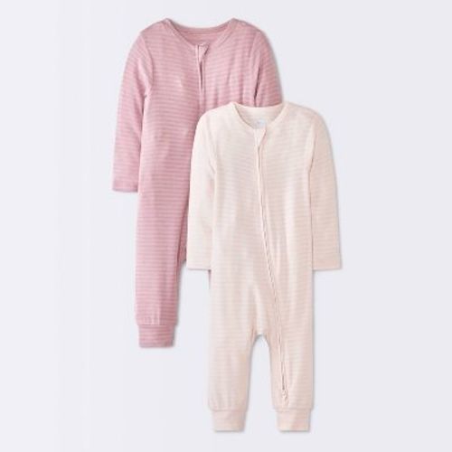 Baby Girls' 2pk So very soft Stripe Modal Romper - Cloud Island™ Pink 12M