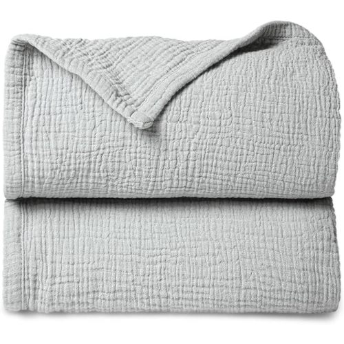Lulu moon Muslin Baby Blanket Quilt - Crib Blanket for Toddlers 47"× 47" Silver Grey