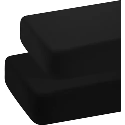 BEDSUM Microfiber 2 Pack Toddler Fitted Crib Sheets, Super Soft and Cozy Baby Sheets for Standard Crib and Toddler Mattresses, 28x52 Inches, Black