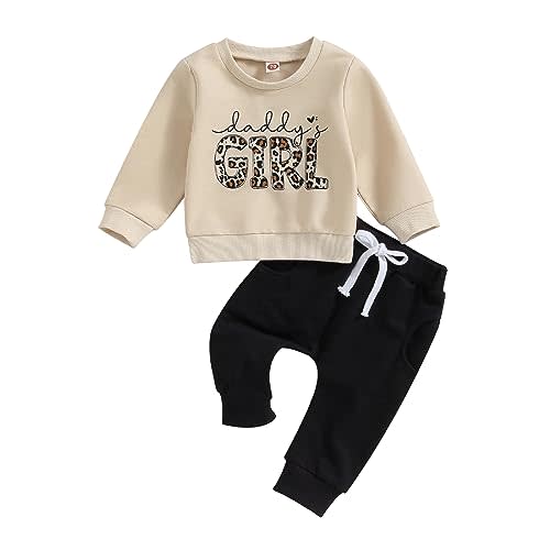 Toddler Baby Girl Clothes Daddys Girl Long Sleeve Pullover Sweatshirt Stretch Jogger Pants Infant Fall Winter Outfit
