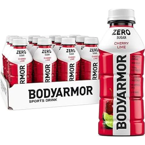 BODYARMOR ZERO Sugar Cherry Lime Electrolyte Drink, Natural Flavors, 16 Fl Oz Bottles (12 Pack), B Vitamins & Antioxidants Sugar Free Hydration
