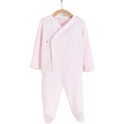 Premium Peruvian Pima Cotton Logo Kimono & Pants Set for Infant, Newborn