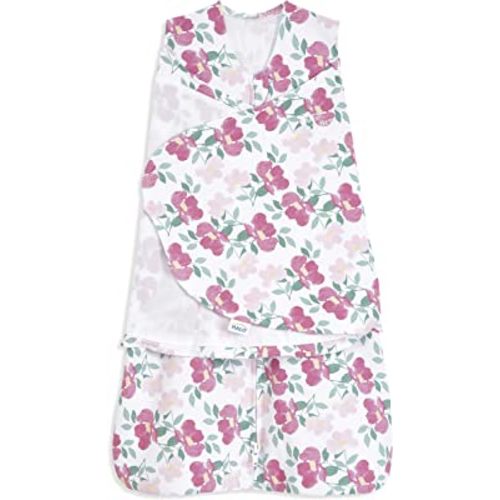 Halo 100% Cotton Sleepsack Swaddle, 3-Way Adjustable Wearable Blanket, TOG 1.5, Stems, Newborn, 0-3 Months