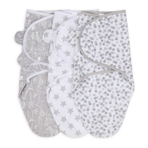 The Peanutshell Grey Safari Sky 3-Pack Swaddles