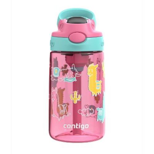 Contigo 14oz Kids' Water Bottle With Redesigned Autospout Straw Azalea Jade Vine With Llamas: Bpa-free, Spillproof, Leakproof, Dishwasher-safe
