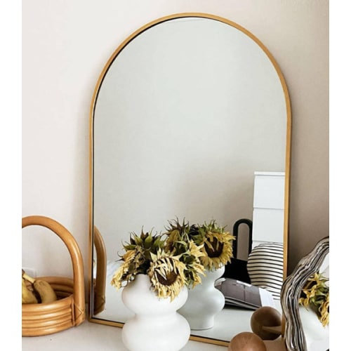 Arch Mirror Bathroom Wall Mounted Mirrors Gold Vanity Mirror with Metal Frame for Bedroom Living Room Entryway