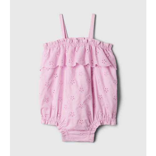 Baby Eyelet Bubble Shorty One-Piece in pink lavender, size: 3-6 M